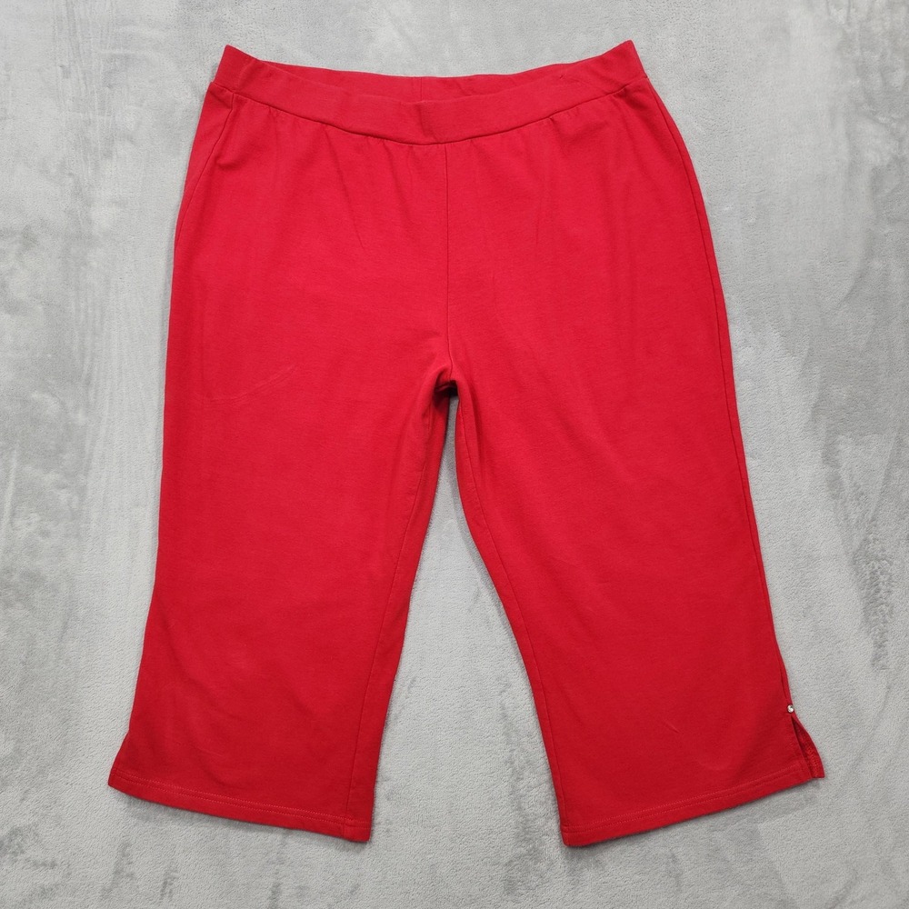 Quacker Factory Pants Womens XL Red Capri Crop Pull On Jegging Stretch Casual